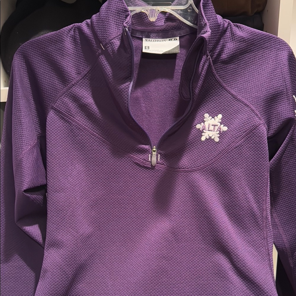 Salomon Half Zip from Alta Ski Resort. Dark Purple. Women’s Size small.